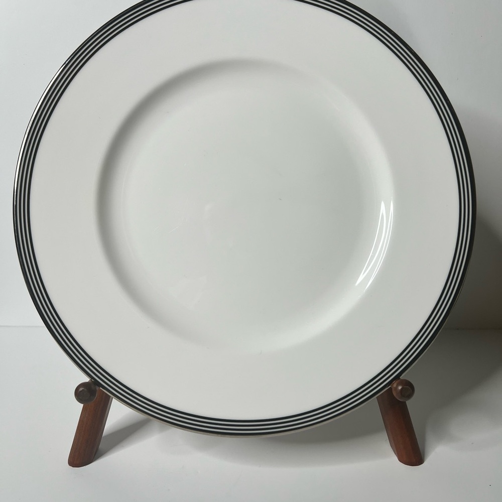 kate spade White Plate with Black Stripes